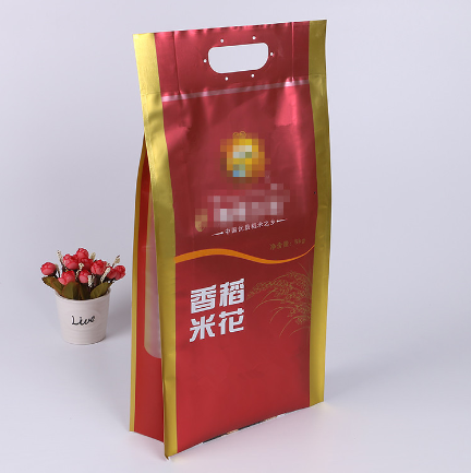 廠家定做金箔香米手提袋 食品級大米塑料包裝袋 鋁箔風(fēng)琴手提扣袋